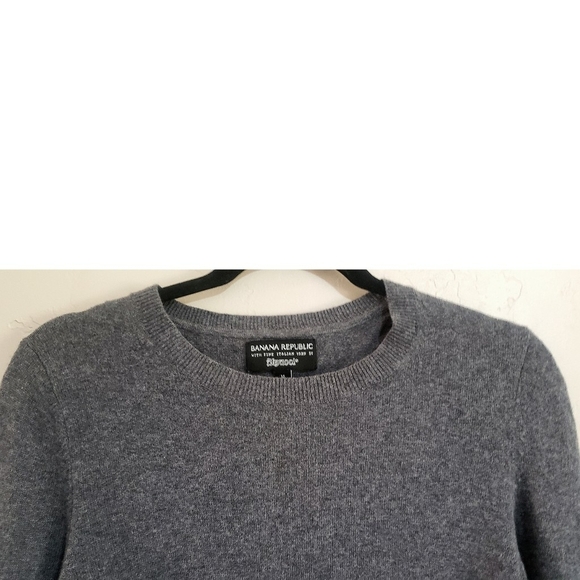 Banana Republic filpucci Gray Women's M Bow Cuff Crew Cashmere Italian Sweater - Picture 6 of 12